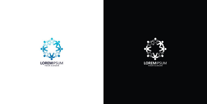 Abstract circular people logo design representing community connection and teamwork. A versatile graphic icon symbolizing unity, partnership, and social network collaboration