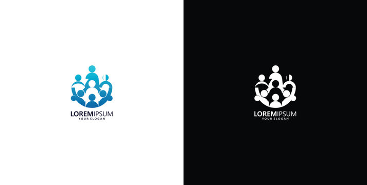 Modern minimalist icon representing a diverse group of people interconnected, symbolizing strong community bonds, collaboration, and collective social support