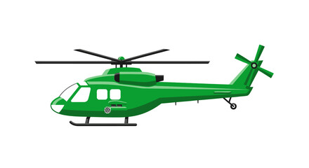 Fototapeta premium Green Helicopter Aircraft Transportation Vehicle.