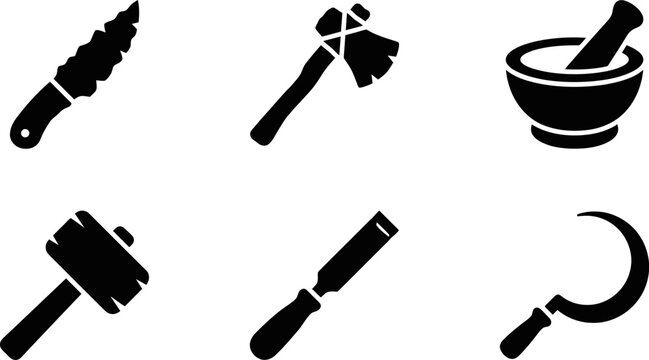 Ancient Tool Solid Icon Set