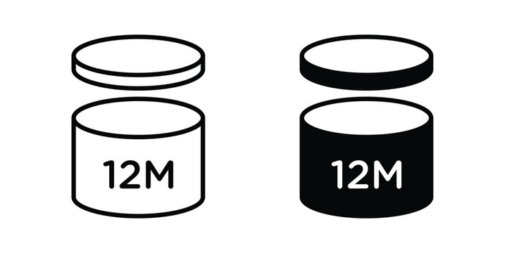 12 months shelf life icon design collection in black