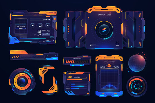 Futuristic Energy Level Dashboard Interface Sci Fi Control Panel UI