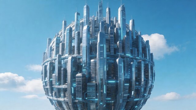 Futuristic spherical cityscape