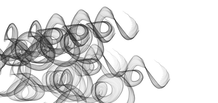 Abstract smoke swirls pattern background, gray transparent waves