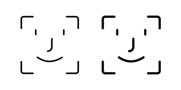 Face id icon design collection in black