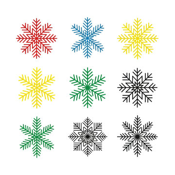 Colorful Snowflake Collection - Winter Holiday Icons