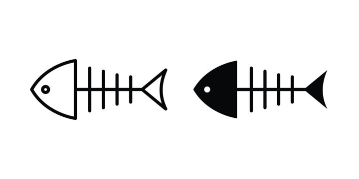 Fish bones icon design collection in black