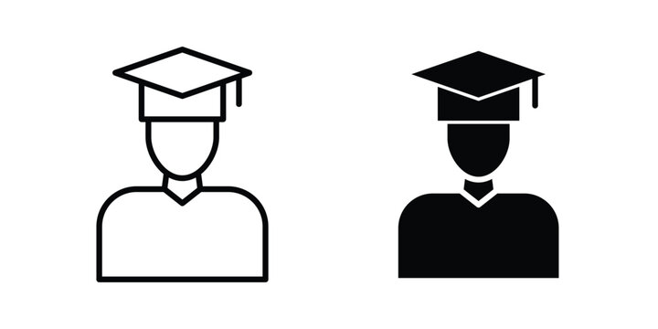 Graduate student icon design collection in black