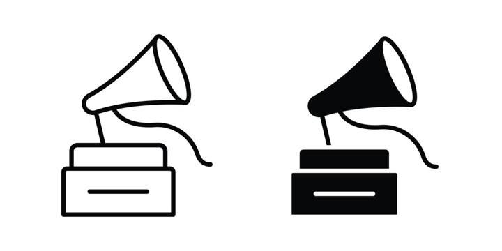 Gramophone icon design collection in black
