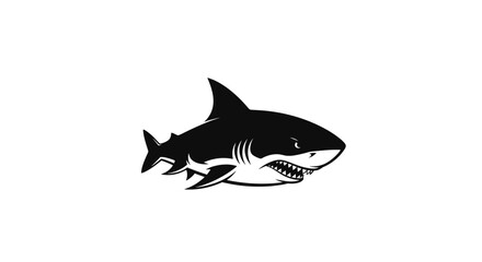 Obraz premium Black and white shark illustration.