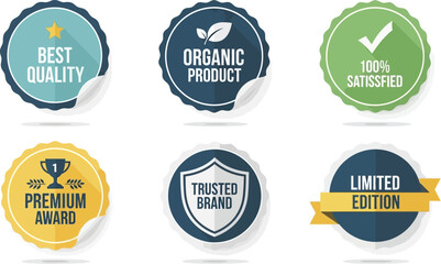 Fototapeta premium Set of colorful marketing and business quality badges and product labels
