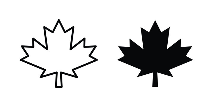 Maple leaf icon design collection in black