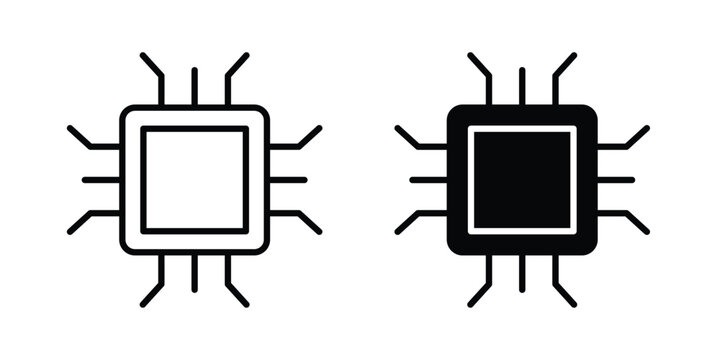 Microchip icon design collection in black