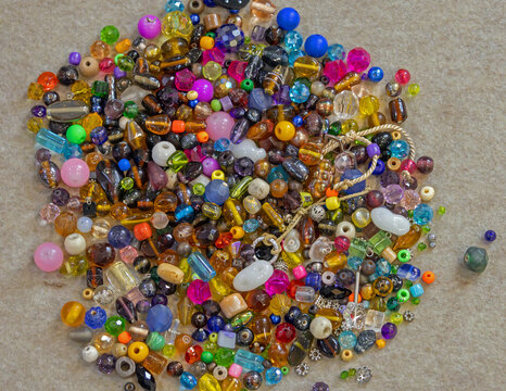 Colorful decorative plastic knick and knacks jewelery pile