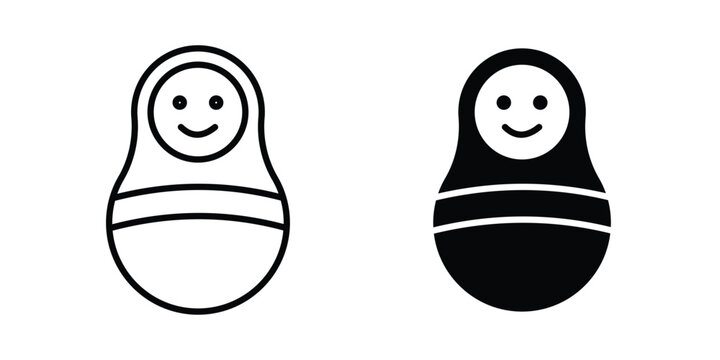 Nesting dolls icon design collection in black
