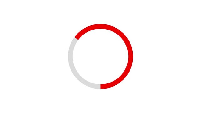 RED loading icon animation, in which a circle rotates on a white background 4k animation