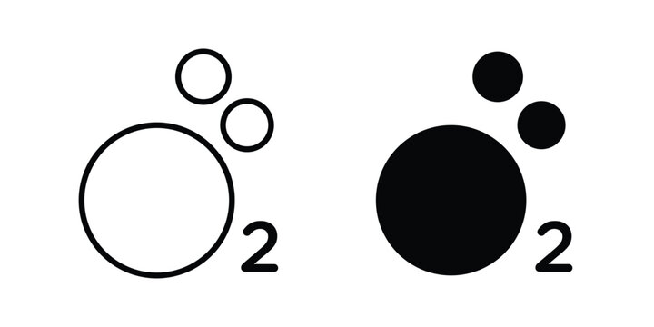 Oxygen O2 icon design collection in black