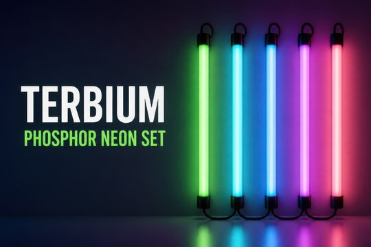 Neon tube light background for science and tech design with colorful glowing phosphor tubes