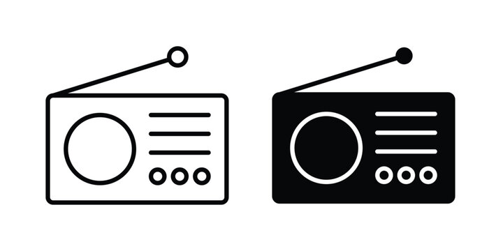 Radio icon design collection in black