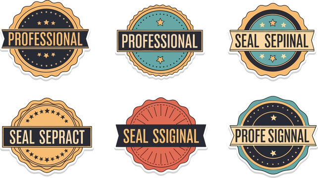 Set of professional quality guarantee seals and product badges with generated