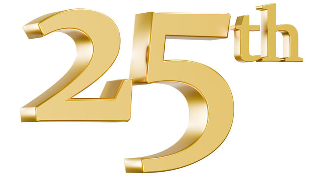 Metallic gold 25th anniversary 3D graphic