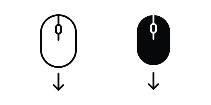 Scroll down computer mouse icon design collection in black