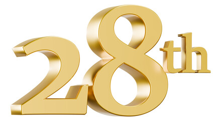 Shiny metallic gold 28th ordinal 3D render © Chetra168