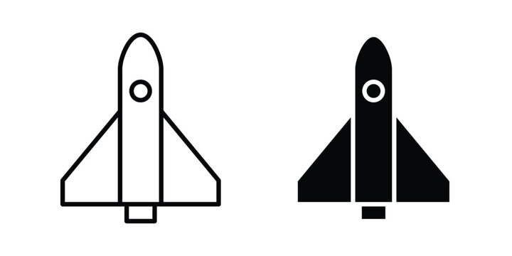 Space shuttle icon design collection in black