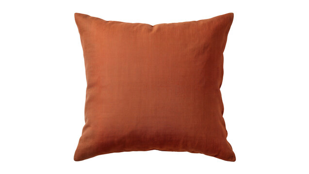Square terracotta textured cushion, isolated on transparent background