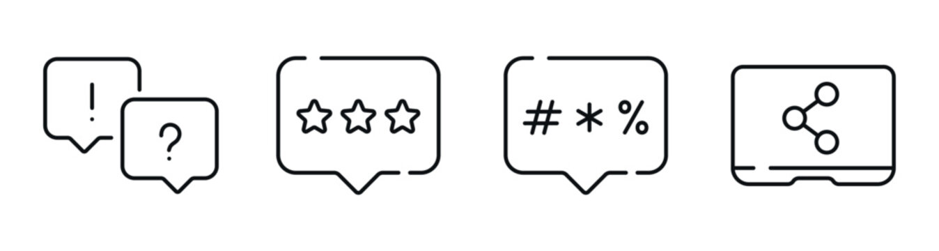 Communication and feedback icons shown in user interface. Editable stroke