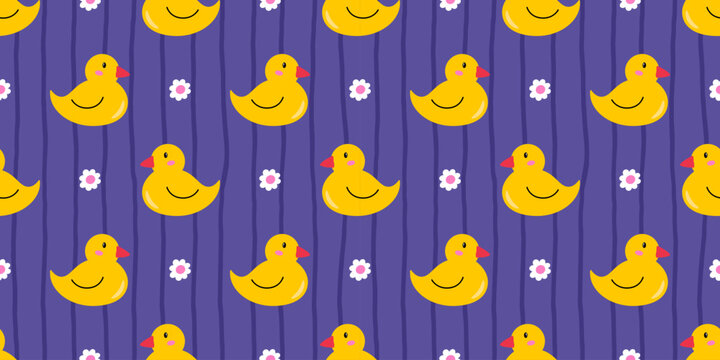 Gingham easter duck art with rubber retro pattern and seamless checkered design for a tiny cute baby vector line. Techno kids pink little background in y2k shape with toy pixel yellow bird.