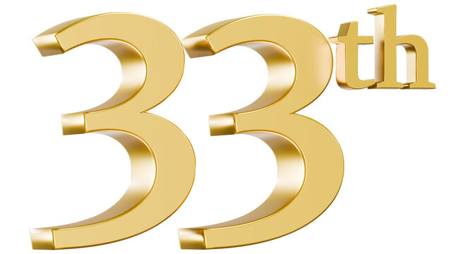 Shiny metallic gold 33th 3D render graphic