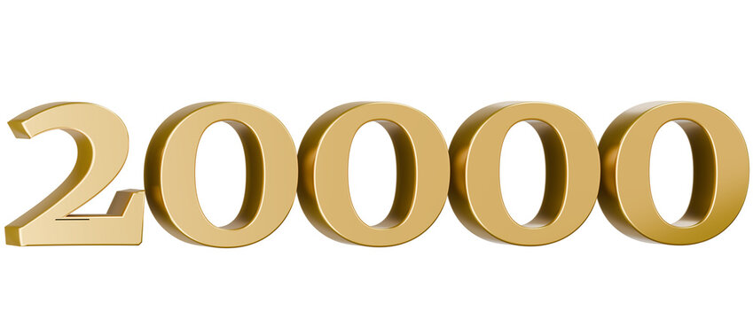 Shiny metallic gold number 20000 3D graphic
