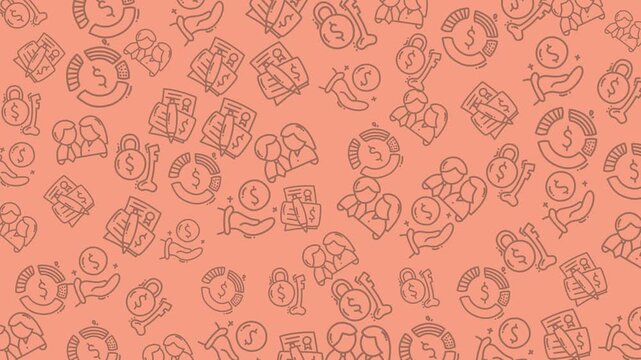 Finance doodle patterns with icons and symbols ideal for financial presentations, reports, websites, and business designs needing a vibrant backdrop.