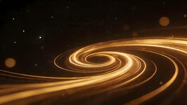 Golden spiral light pattern in dark space