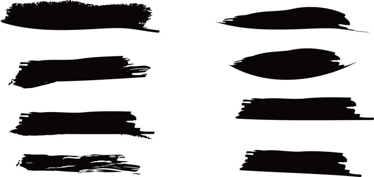 Set of grunge brush stroke. Abstract hand - painted element. Underline and border design.