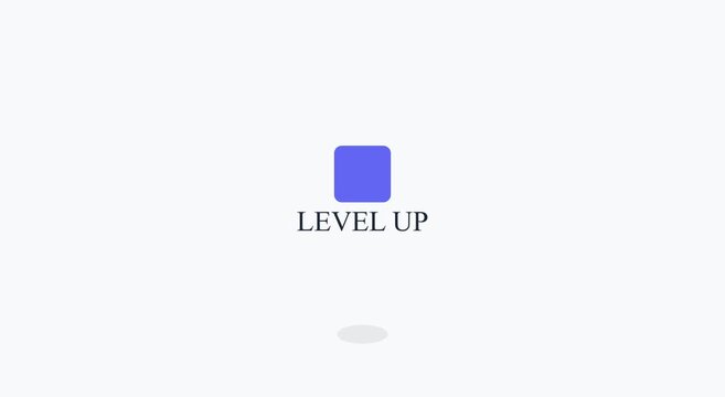 Level up minimalist motion with floating purple square animation