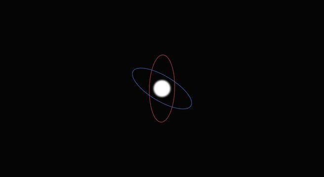 Minimalist atomic orbit animation with glowing core and animation
