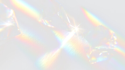Holographic rainbow crystal vector with prism glow and abstract light rays, neon png overlay isolated on transparent background for digital illustration design © valsovastock