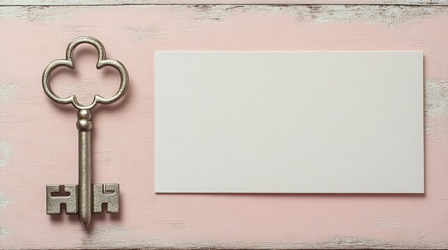 Housewarming Card with a key on the left side and a blank space area on the right side for a new home congratulation message