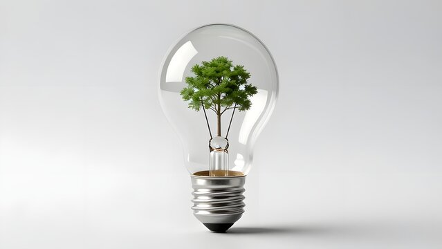 Innovative light bulb with a small tree inside for eco friendly ideas