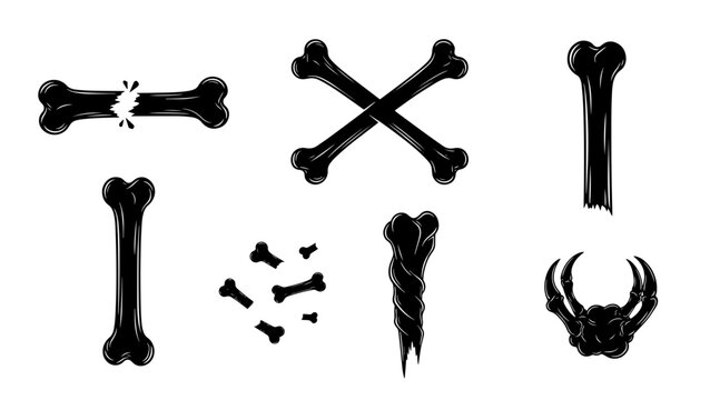 halloween set of six spooky black icons on white background vector illustration
