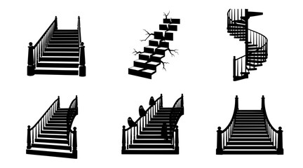 Obraz premium Set of Six Halloween Silhouette Staircases - Spooky and Architectural Designs