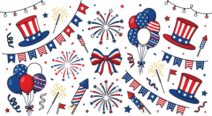 Obraz premium Independence day celebration patriotic american holiday vector elements for festive designs