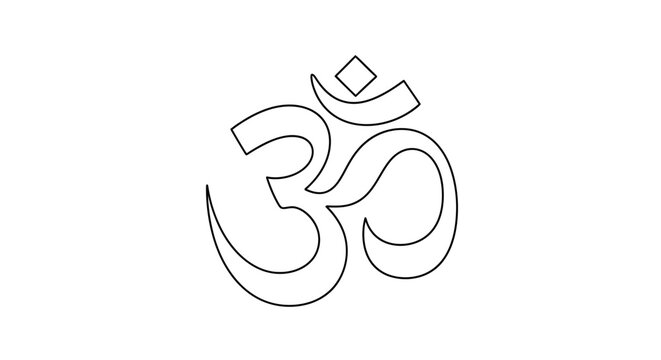 Minimalistic line art representation of the sacred hindu symbol known as Om or Aum with elegant simplicity