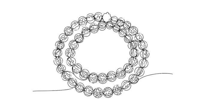 Elegant Sketch of Multiple Beaded Bracelets Arranged in Circular Pattern with Intricate Detailing