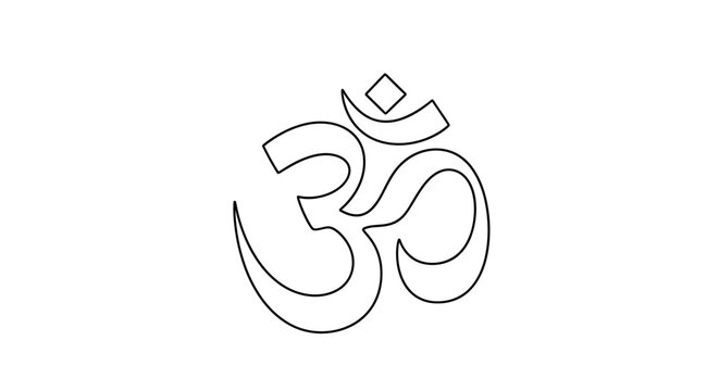 Minimalist illustration of the sacred Hindu symbol Om representing universal consciousness and spiritual perfection