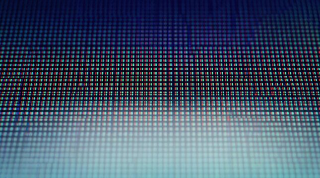 Digital LED display texture featuring RGB pixel dots and light gradients.