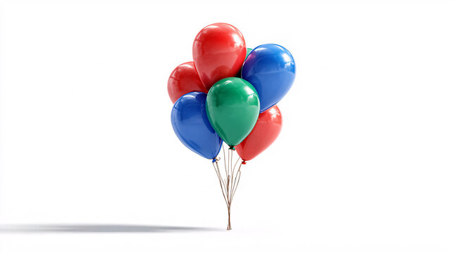 isolated image of a bunch/set of balloons multi coloured red, blue, green.