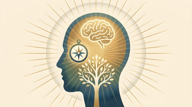 Abstract Human Mind and Self Awareness Vector Illustration